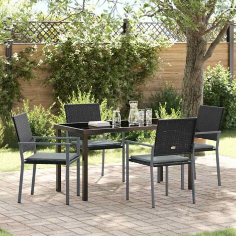 Conjunto de Comedor de Jardín 5 pcs Negro y Gris Claro vidaXL (1/5)