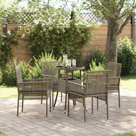 Conjunto de Comedor de Jardín 5 pcs Gris ratán sintético vidaXL