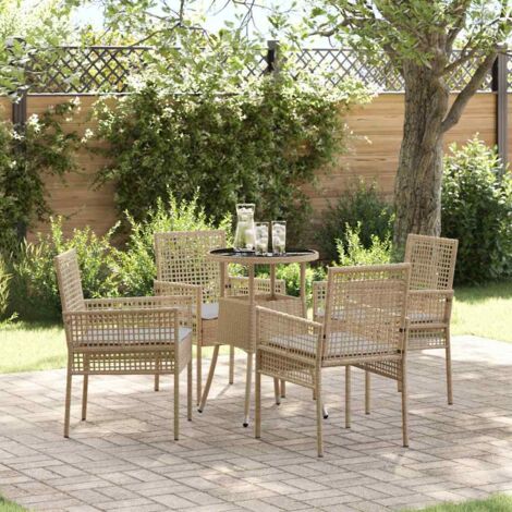 Conjunto de Comedor de Jardín 5 pcs Beige Poliratán vidaXL