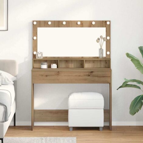 Mesa de Tocador con estante Roble artisan 100 x 41 x 135 cm vidaXL