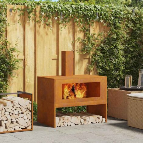 Vidaxl – Hoguera marrón de acero oxidado 80 x 50 x 96 cm – Para exteriores – Aporta calor y ambiente acogedor – Ideal para barbacoas y reuniones (1/5)