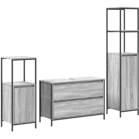 Juego de muebles de baño 3 pcs Gris Sonoma Madera de ingeniería vidaXL (1/5)