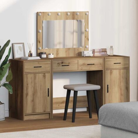 Mesa Tocador con cajón 3 pcs Marrón Madera de ingeniería vidaXL (1/5)