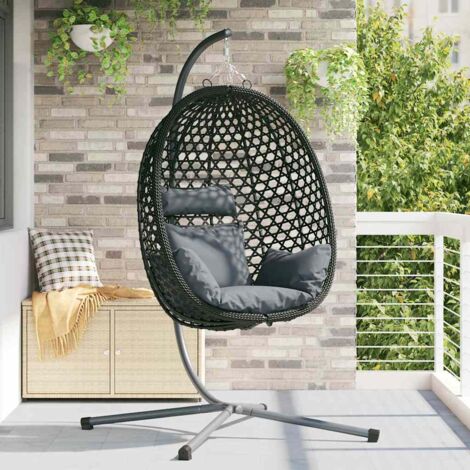 Silla huevo colgante Antracita y negro 104 x 100 x 191 cm vidaXL