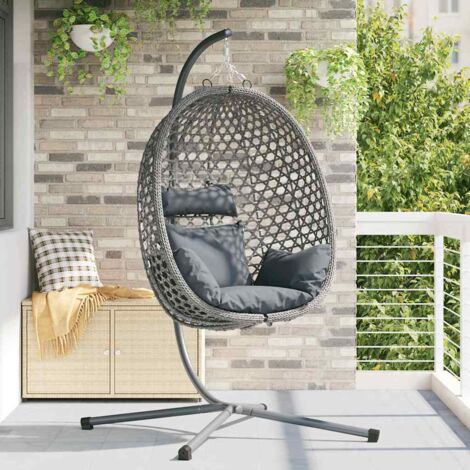 Silla huevo colgante Manual Antracita y gris 104 x 100 x 191 cm vidaXL