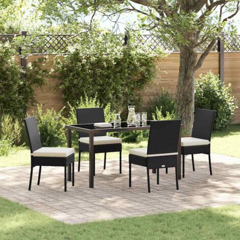 Conjunto de Comedor de Jardín 5 pcs Negro Poliratán vidaXL (1/5)