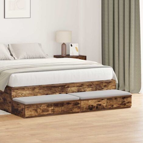 Cajones de cama con cajón Roble ahumado 160 x 36.5 x 16.5 cm vidaXL