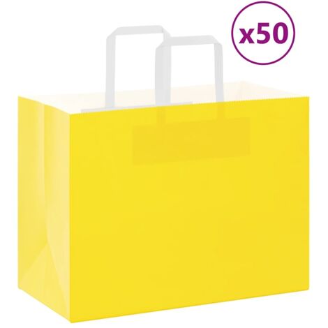 Bolsas de papel con asas 50 uds amarillas 32x17x25 cm vidaXL