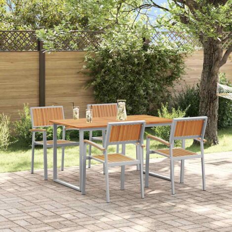 Conjunto de Comedor de Jardín 5 pcs Gris y marrón vidaXL (1/5)