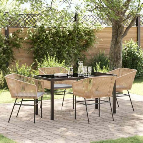 Conjunto de Comedor de Jardín 5 pcs Marrón Poliratán vidaXL