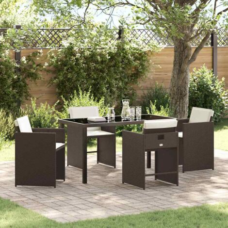 Conjunto de Comedor de Jardín 5 pcs Marrón ratán sintético vidaXL (1/5)