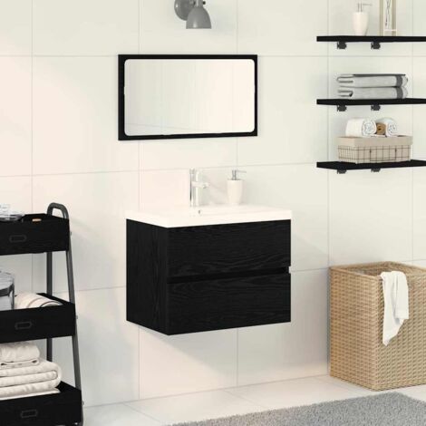 Gabinete para Lavabo con puerta Roble negro 60 x 39 x 62 cm vidaXL