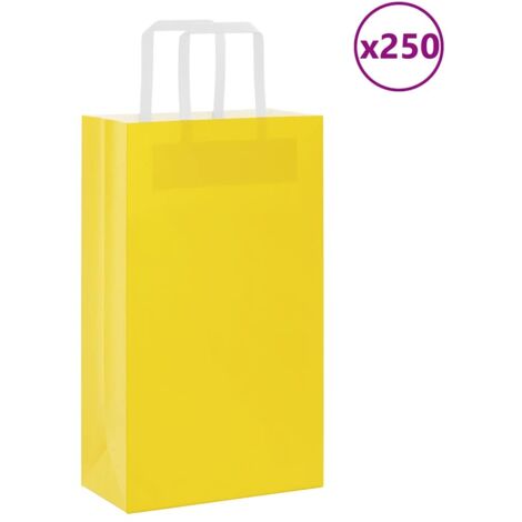 Bolsas de papel con asas 250 uds amarillas 21x11x36 cm vidaXL (1/5)