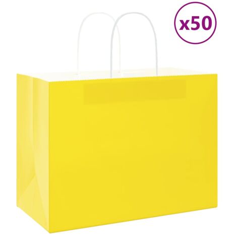 Bolsas de papel con asas 50 uds amarillas 32x17x25 cm vidaXL