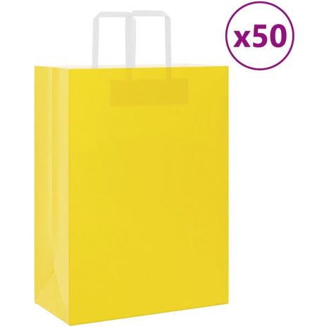 Bolsas de papel con asas 50 uds amarillas 32x17x44 cm vidaXL