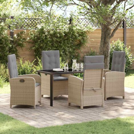 Conjunto de Comedor de Jardín 5 pcs Beige ratán sintético vidaXL (1/5)