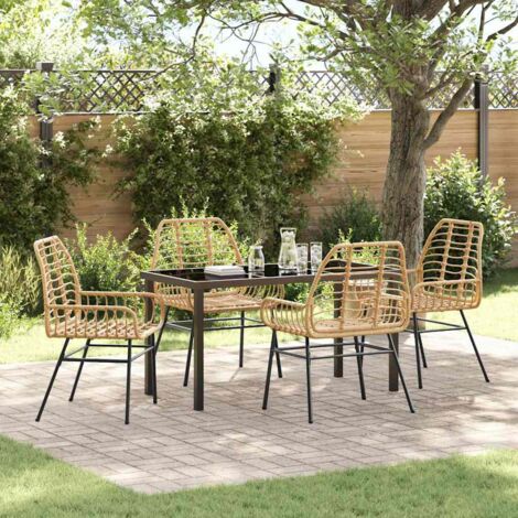 Conjunto de Comedor de Jardín 5 pcs Marrón ratán sintético vidaXL (1/5)