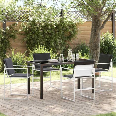 Conjunto de Comedor de Jardín 5 pcs Blanco Textileno y acero vidaXL (1/5)