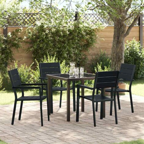 Conjunto de Comedor de Jardín 5 pcs Negro HDPE vidaXL (1/5)