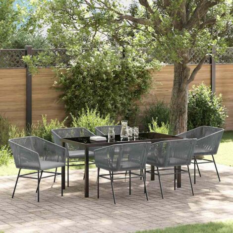 Conjunto de Comedor de Jardín 7 pcs Gris Poliratán vidaXL (1/5)