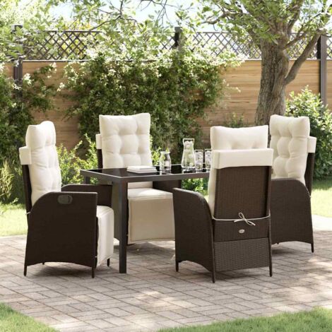 Conjunto de Comedor de Jardín 5 pcs Marrón ratán sintético vidaXL (1/5)
