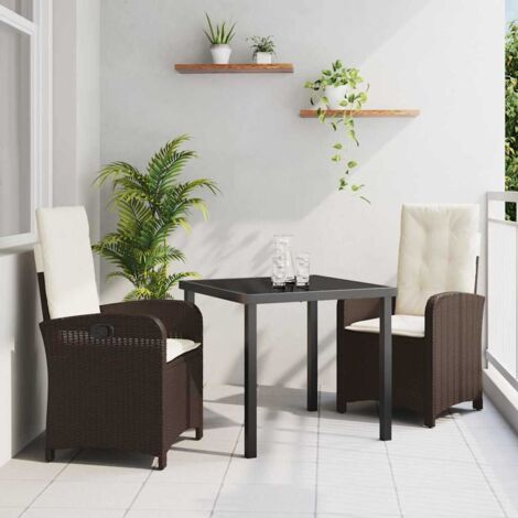 Conjunto de Comedor de Jardín 3 pcs Marrón ratán sintético vidaXL (1/5)