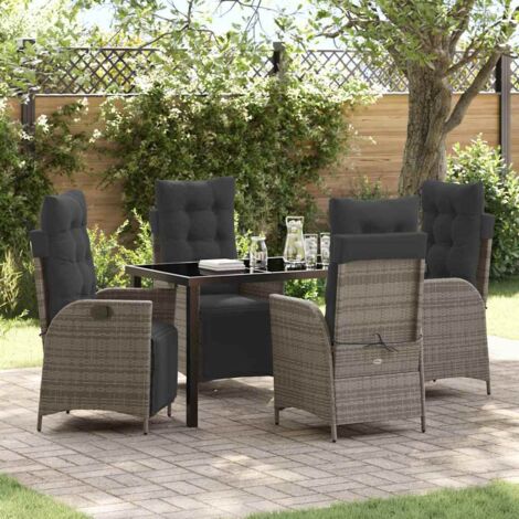 Conjunto de Comedor de Jardín 5 pcs Gris Poliratán vidaXL (1/5)