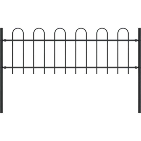 Valla de jardín con puntas de aro acero negro 1,8 m vidaXL