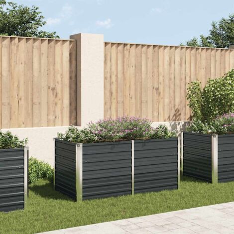 Jardinera elevada acero galvanizado gris antracita 160x80x77cm vidaXL
