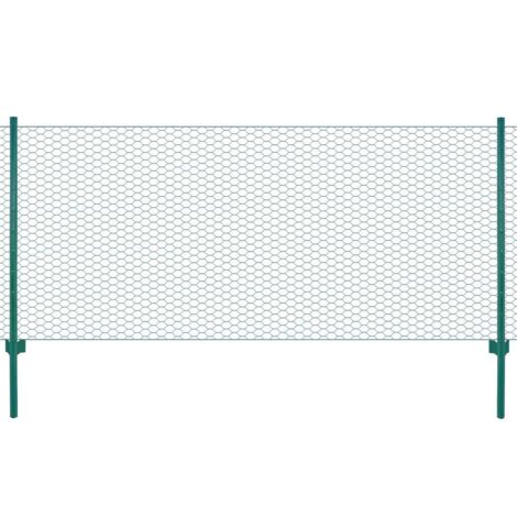 Valla de malla de alambre con postes de acero 25x1 m verde vidaXL