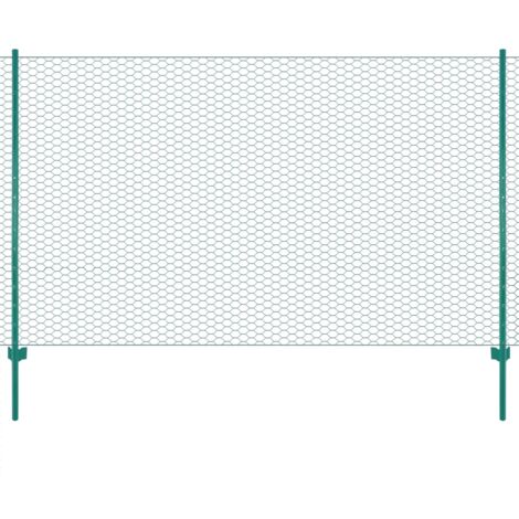 Valla de malla de alambre con postes de acero 25x2 m verde vidaXL (1/4)