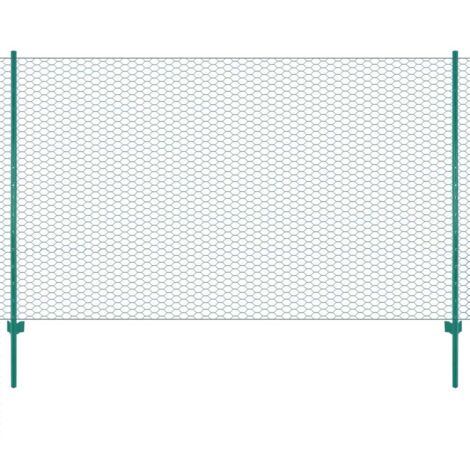 Valla de malla de alambre con postes de acero 25x2 m verde vidaXL