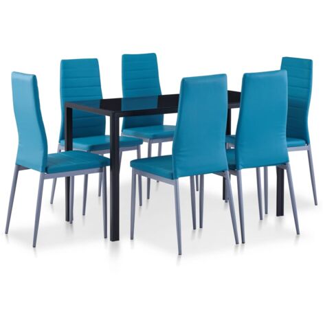 Conjunto de mesa y sillas de comedor 7 piezas azul vidaXL