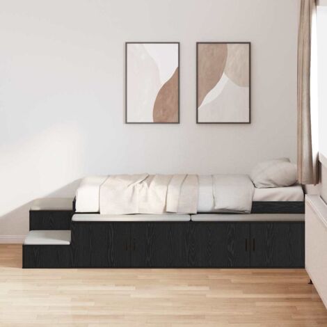 Cama con almacenamiento Roble negro 234 x 103 x 53.5 cm vidaXL