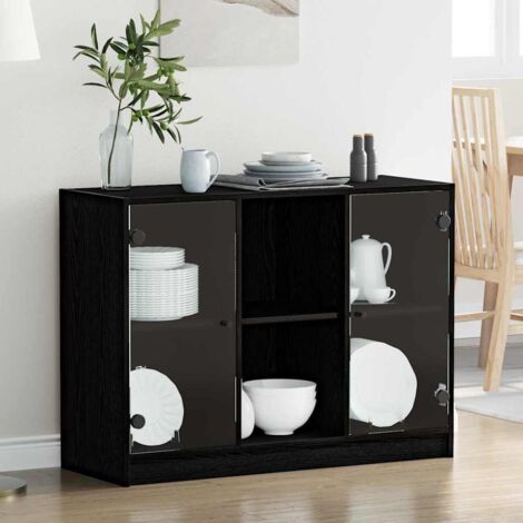 Vitrina Roble negro 102 x 37 x 75.5 cm Madera contrachapada vidaXL (1/5)