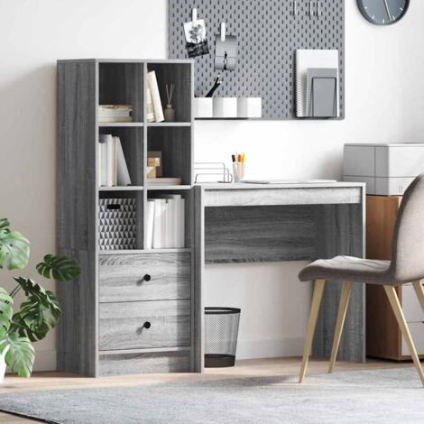 Escritorio con almacenamiento con cajón 2 pcs Gris sonoma vidaXL (1/5)