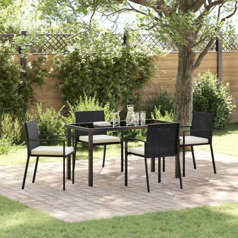 Conjunto de Comedor de Jardín 5 pcs Negro Poliratán vidaXL (1/5)