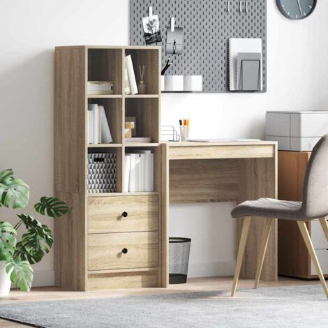 Escritorio con almacenamiento con cajón 2 pcs Roble Sonoma vidaXL