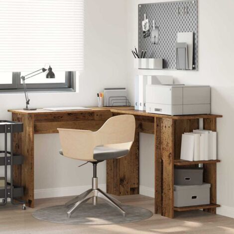 Escritorio Esquinero con Almacenamiento Madera vieja vidaXL