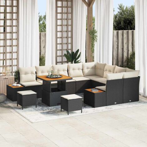 Conjunto de sofás de jardín 12 pcs Negro ratán sintético vidaXL (1/5)