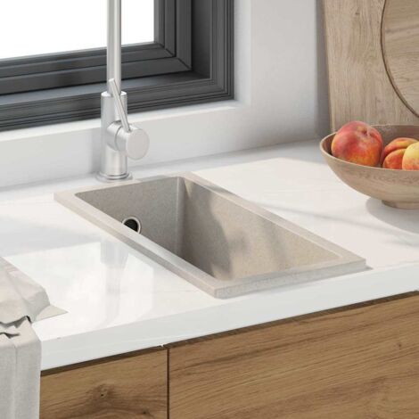 Fregadero de cocina Beige 21 x 44 x 14 cm granito vidaXL