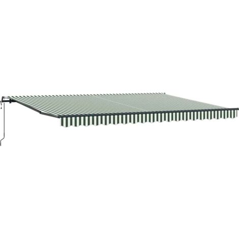 Toldo retráctil Verde y blanco 450 x 300 cm Tela y Aluminio vidaXL (1/5)
