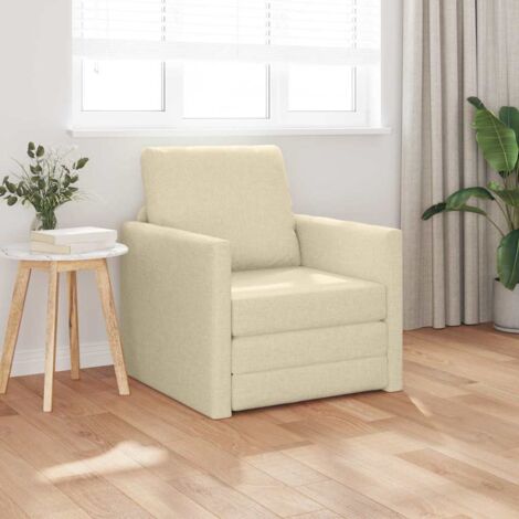 Sofá Cama con cojín Crema 74 x 77 x 81 cm tela vidaXL