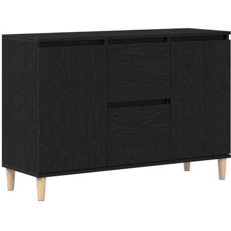 Vitrina con cajón Negro 101 x 35 x 60 cm Madera contrachapada vidaXL