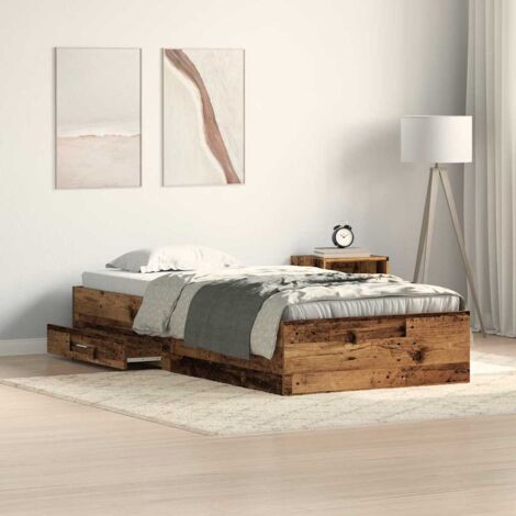 Estructura de cama con cajones Madera vieja 90 x 190 cm vidaXL