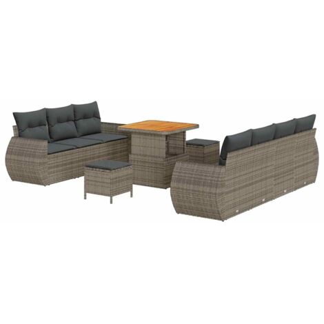 Conjunto de sofá de jardín 10 pcs Gris ratán sintético vidaXL (1/5)