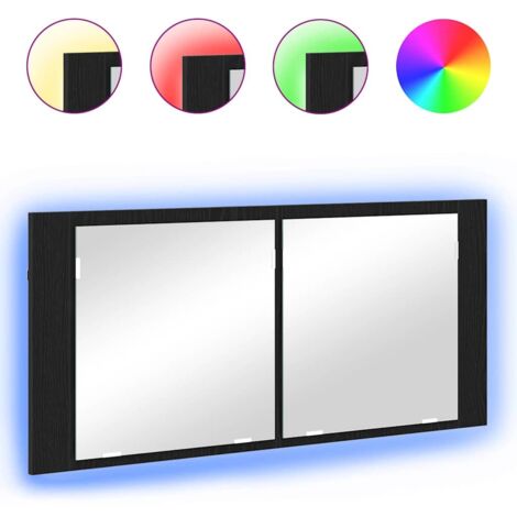 Espejo LED Cabinet con estante Roble negro 100 x 12 x 45 cm vidaXL