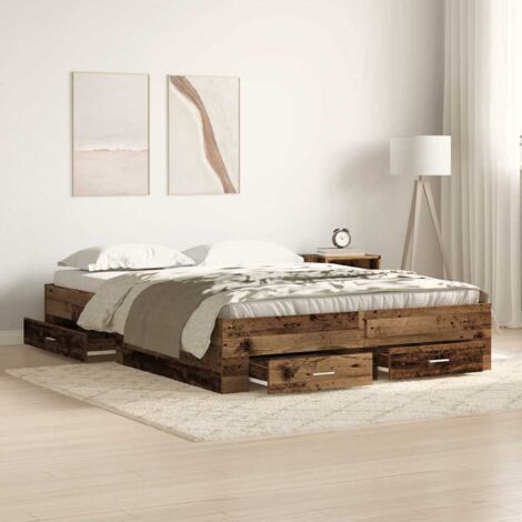 Estructura de cama con cajón Madera Vieja 140 x 190 cm vidaXL