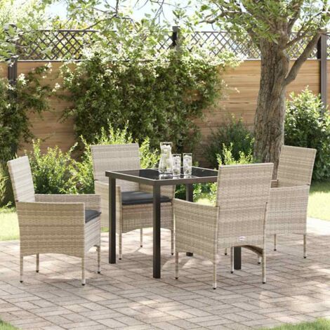 Conjunto de Comedor de Jardín 5 pcs Gris claro Poliratán vidaXL (1/5)