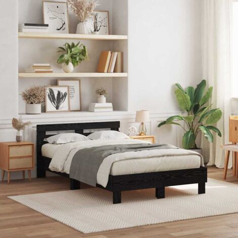 Estructura de cama con cabecera Roble negro 135 x 190 cm vidaXL (1/5)